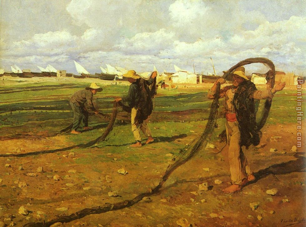 Joaquin Sorolla y Bastida Fisherman Taking Up the Nets